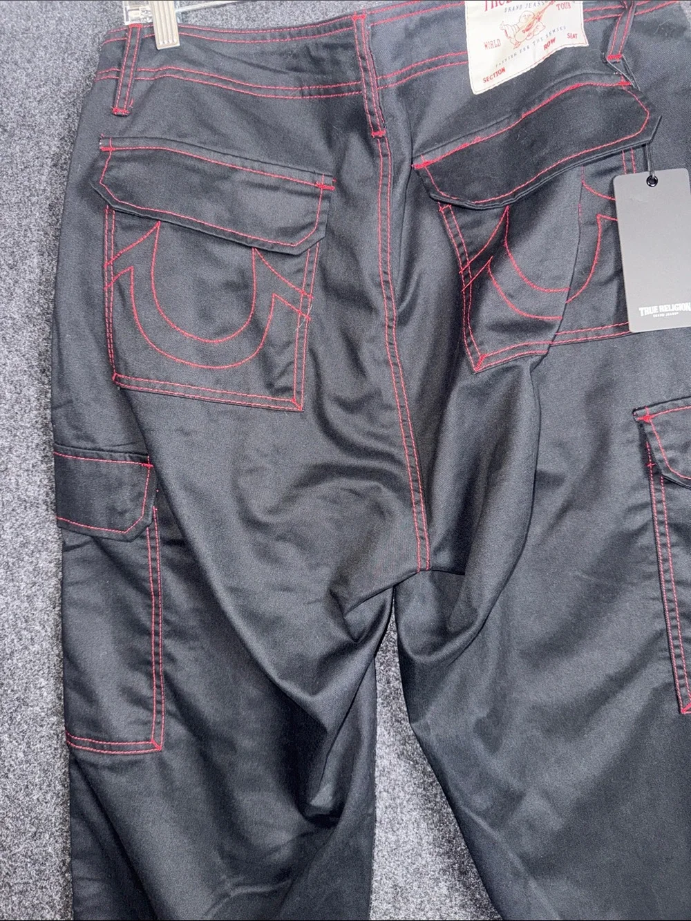 True Religion Men’s Black Jeans with Red Stitching 34X31 NWT